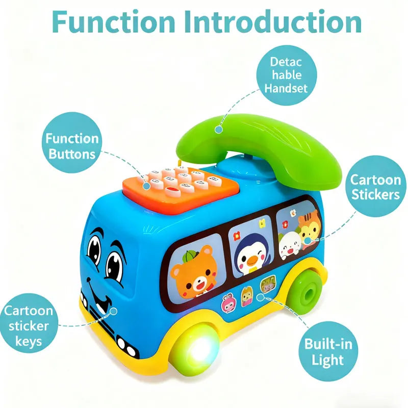 Musical Telephone Bus Car Toy – Montessori Early Educational Toy for Toddlers 1+ Year