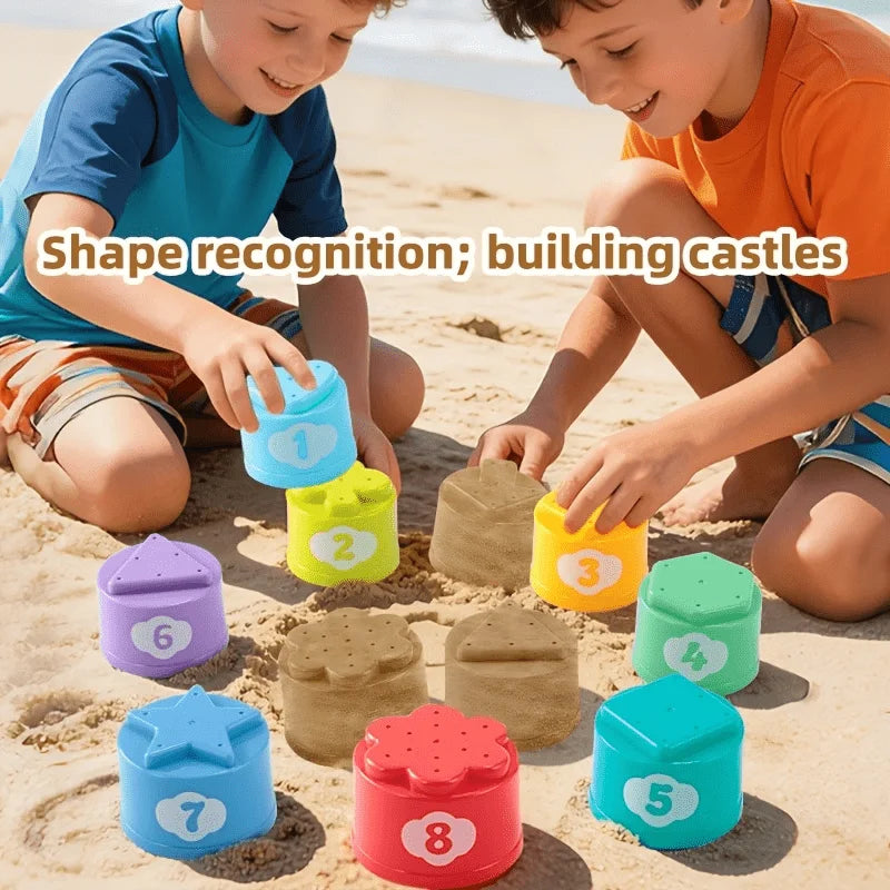 Kids Rainbow Fold Stacking Cups Toy Color Sorting Sensory Early Learning & Speed Competition Gift