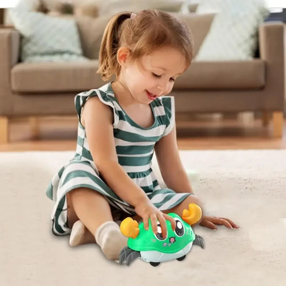ABS Cartoon Baby Sensory Crawling Crab Toy Walking Running Interactive Early Educational Toy
