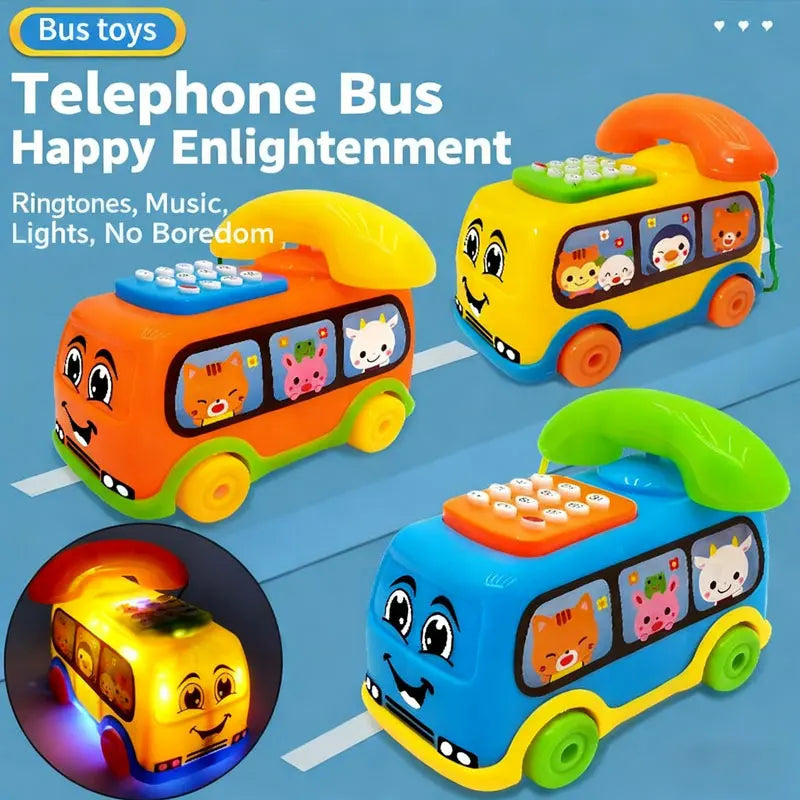 Musical Telephone Bus Car Toy – Montessori Early Educational Toy for Toddlers 1+ Year