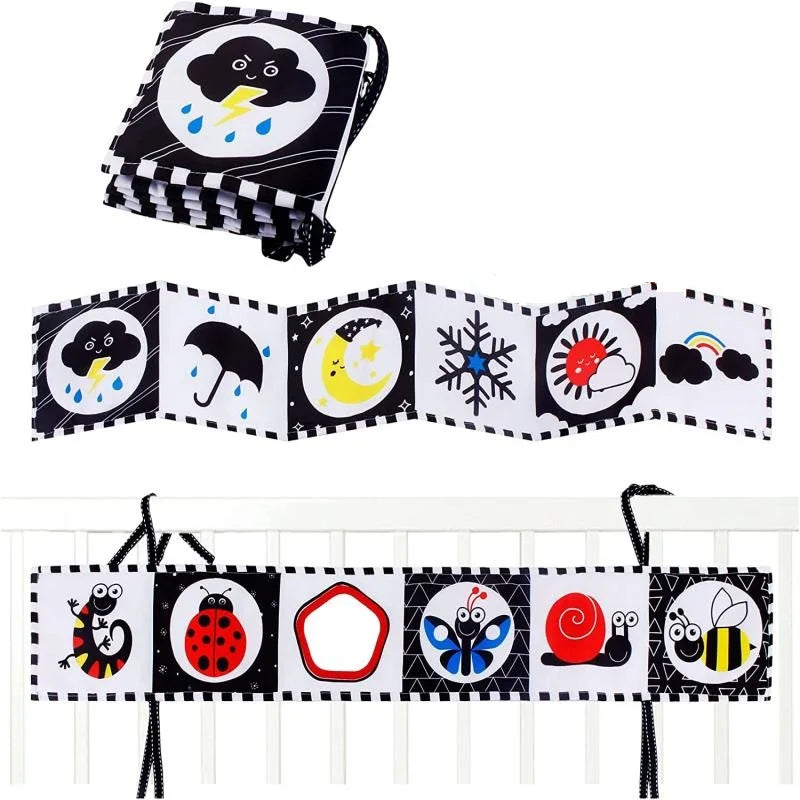 Black & White Montessori Sensory Cloth Book for Newborns (0 - 12 months old)