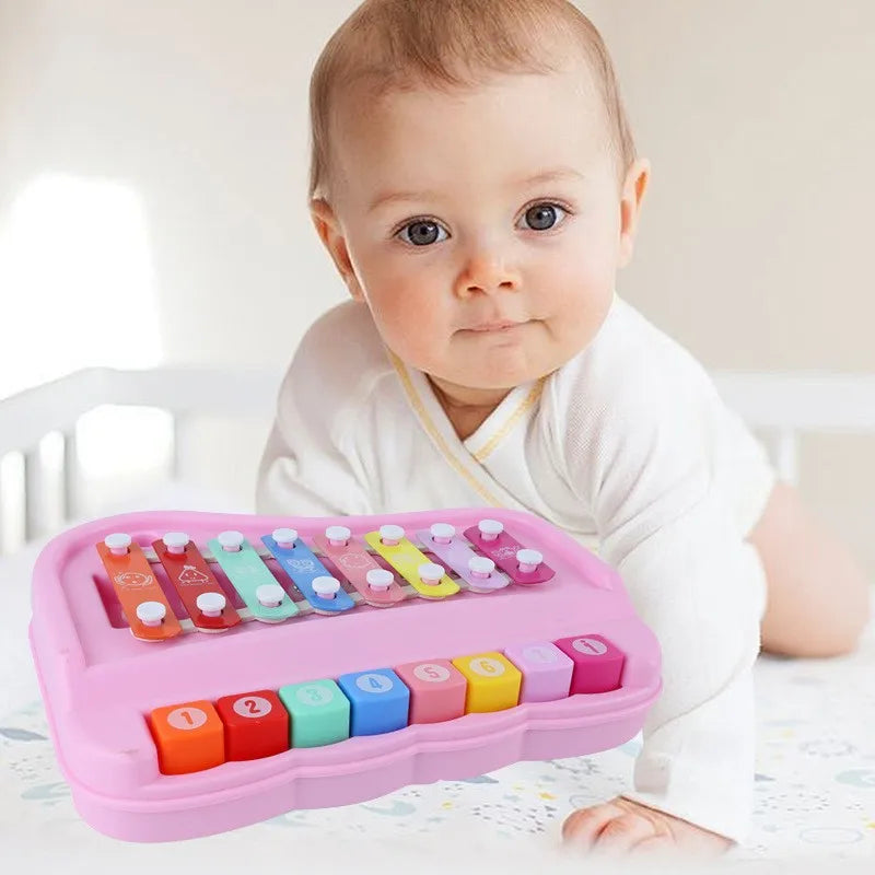 2 in 1 Baby Music instruments Montessori Toys 8-note Xylophone Piano Parish Music Play Educational Games Travel Toys for Toddler