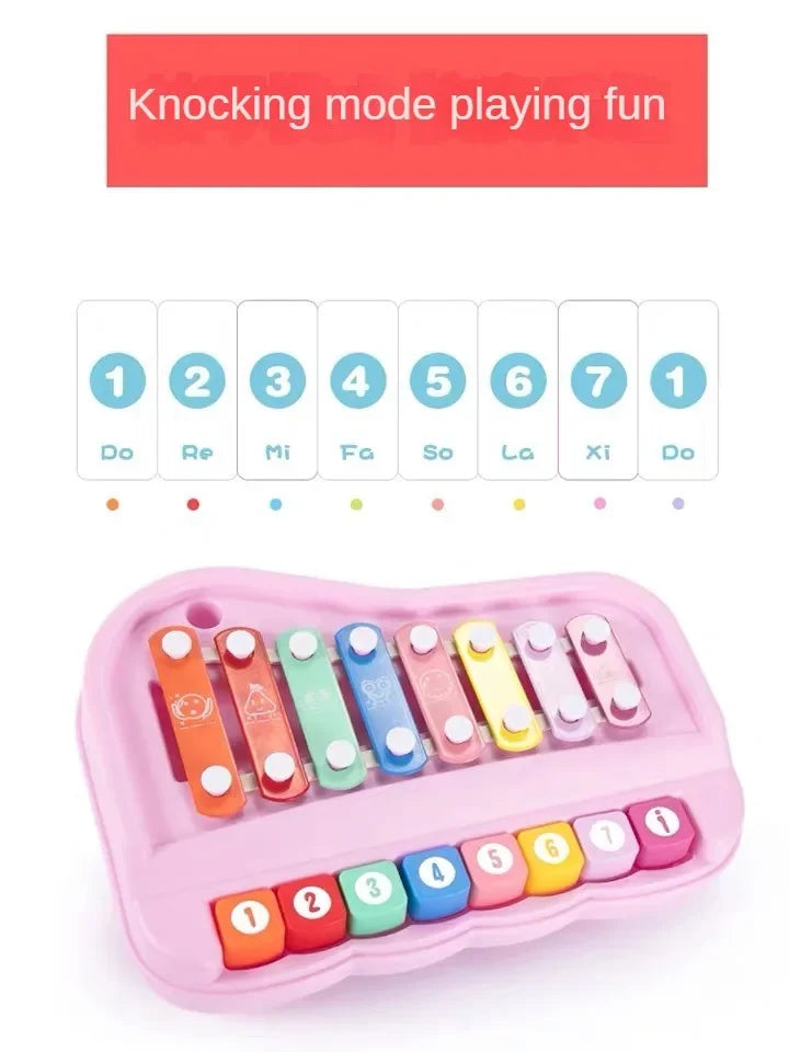 2 in 1 Baby Music instruments Montessori Toys 8-note Xylophone Piano Parish Music Play Educational Games Travel Toys for Toddler