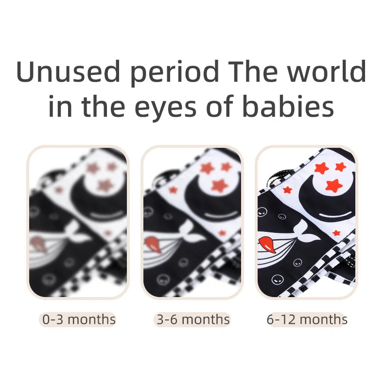 Black & White Montessori Sensory Cloth Book for Newborns (0 - 12 months old)