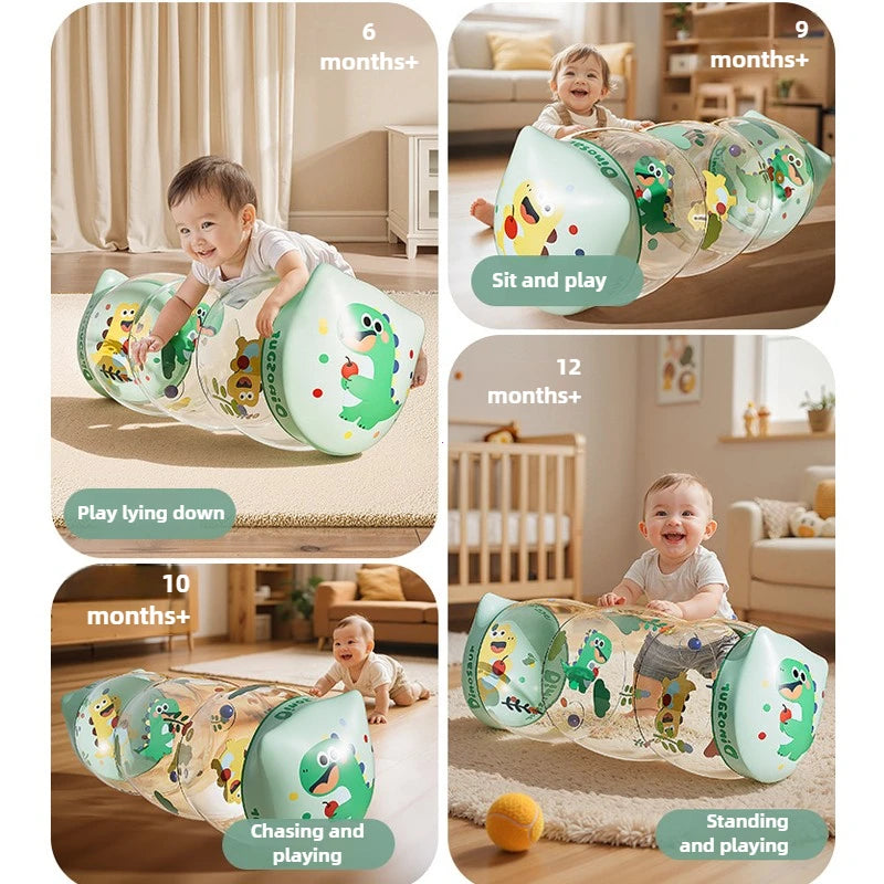 Baby Crawling Roller Activity Toy - Inflatable Sensory Roller with Ball Rattles