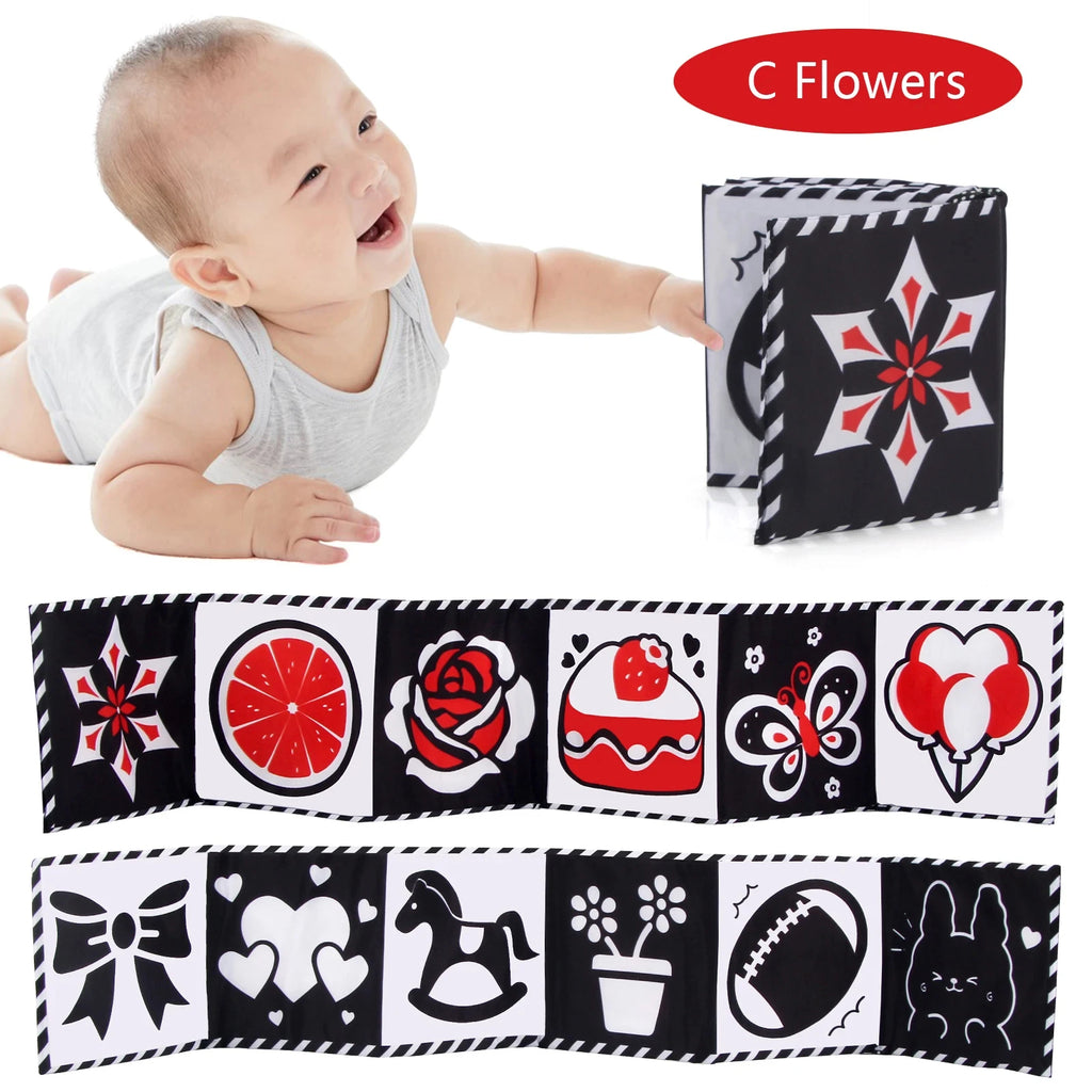 Black & White Montessori Sensory Cloth Book for Newborns (0 - 12 months old)