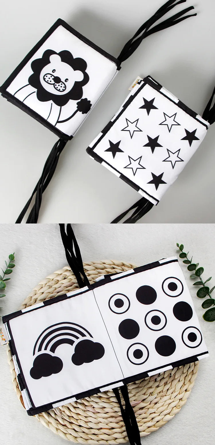 Black & White Montessori Sensory Cloth Book for Newborns (0 - 12 months old)