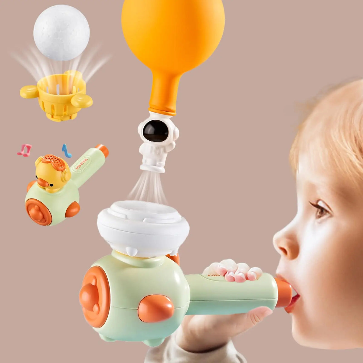 Montessori Floating Blow Pipe Ball Toy, Fine Motor Skill Trainer