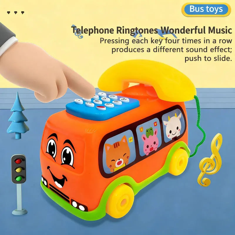 Musical Telephone Bus Car Toy – Montessori Early Educational Toy for Toddlers 1+ Year