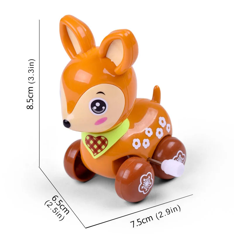 Cute Cartoon Deer Wind-Up Toy Colorful Clockwork Spring Running Animal Toy for Kids Gift