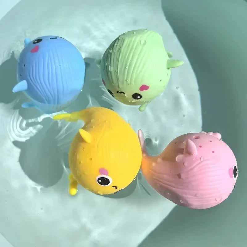 Cute Whale Sponge Bath Toy Water Absorbing Squeeze Toy Kids Pool Play Stress Relief Toy
